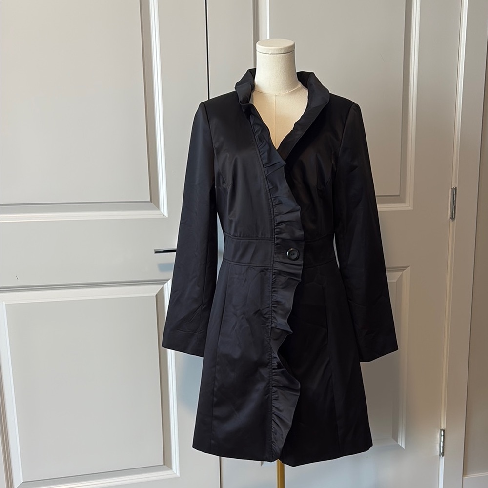 Chic Black Ruffled Coat